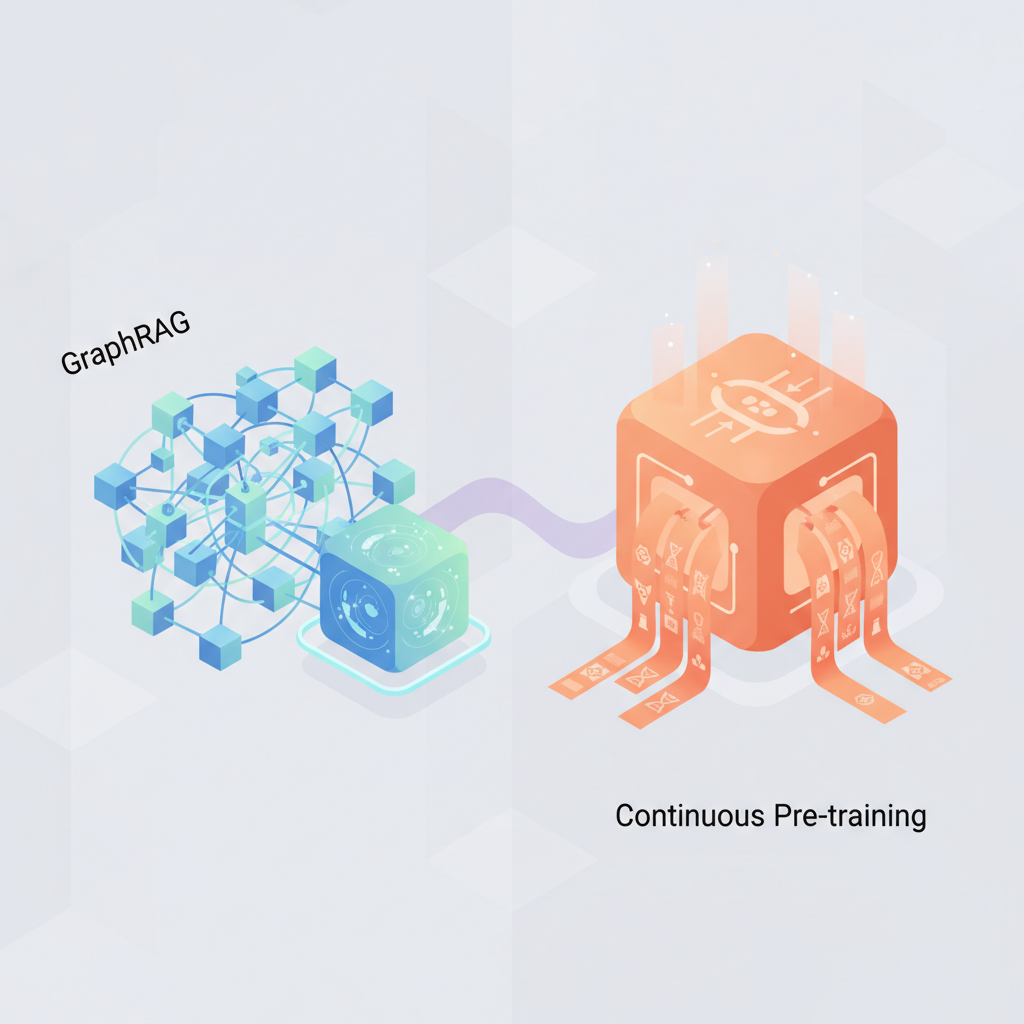 GraphRAGと継続的事前学習：生物医学AIの最新知識注入戦略